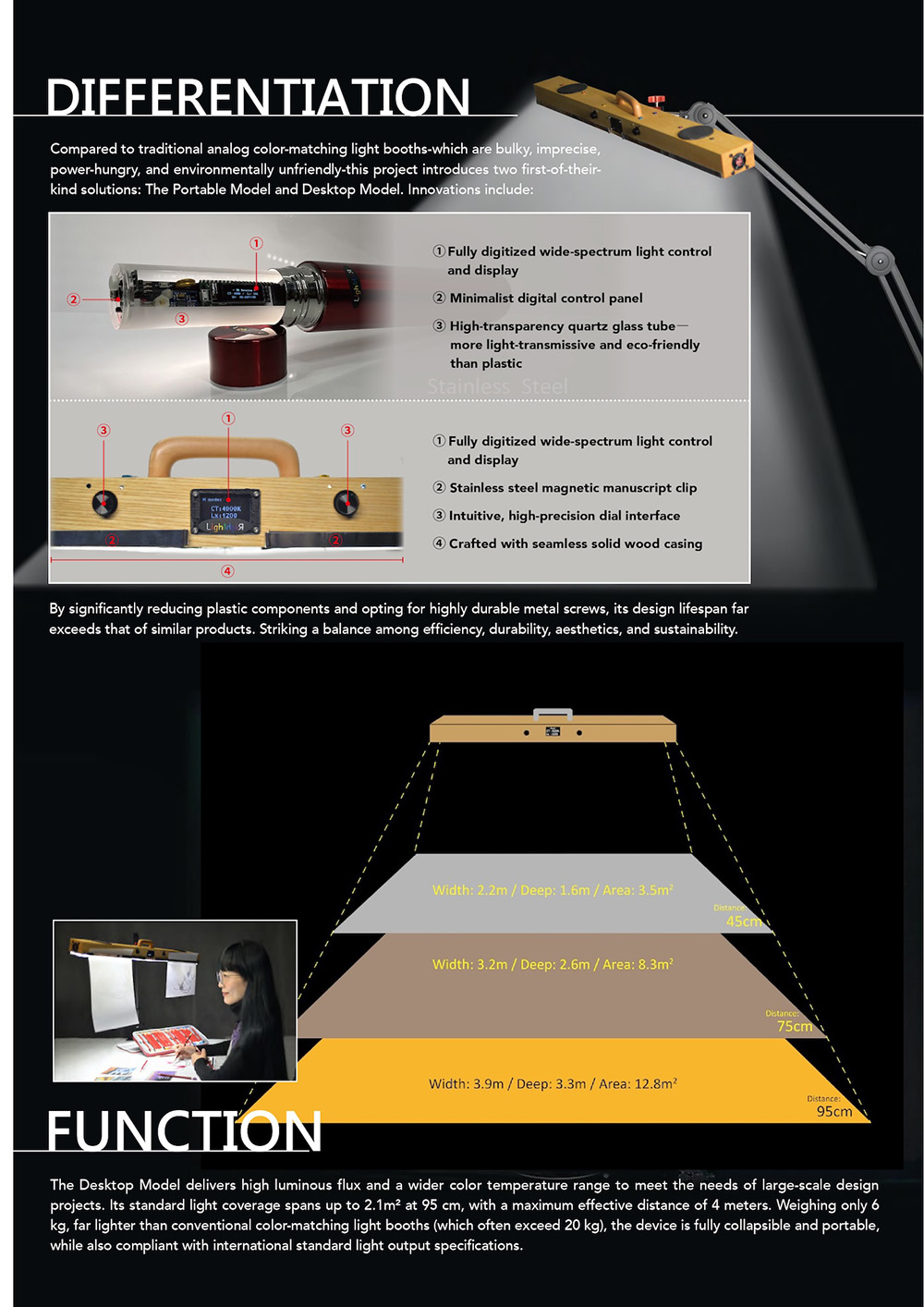 Color Assessment Color Matching Light 200~800Lux 3000k~6000k CT Accurate CT & Lux Lamp - Portable Model