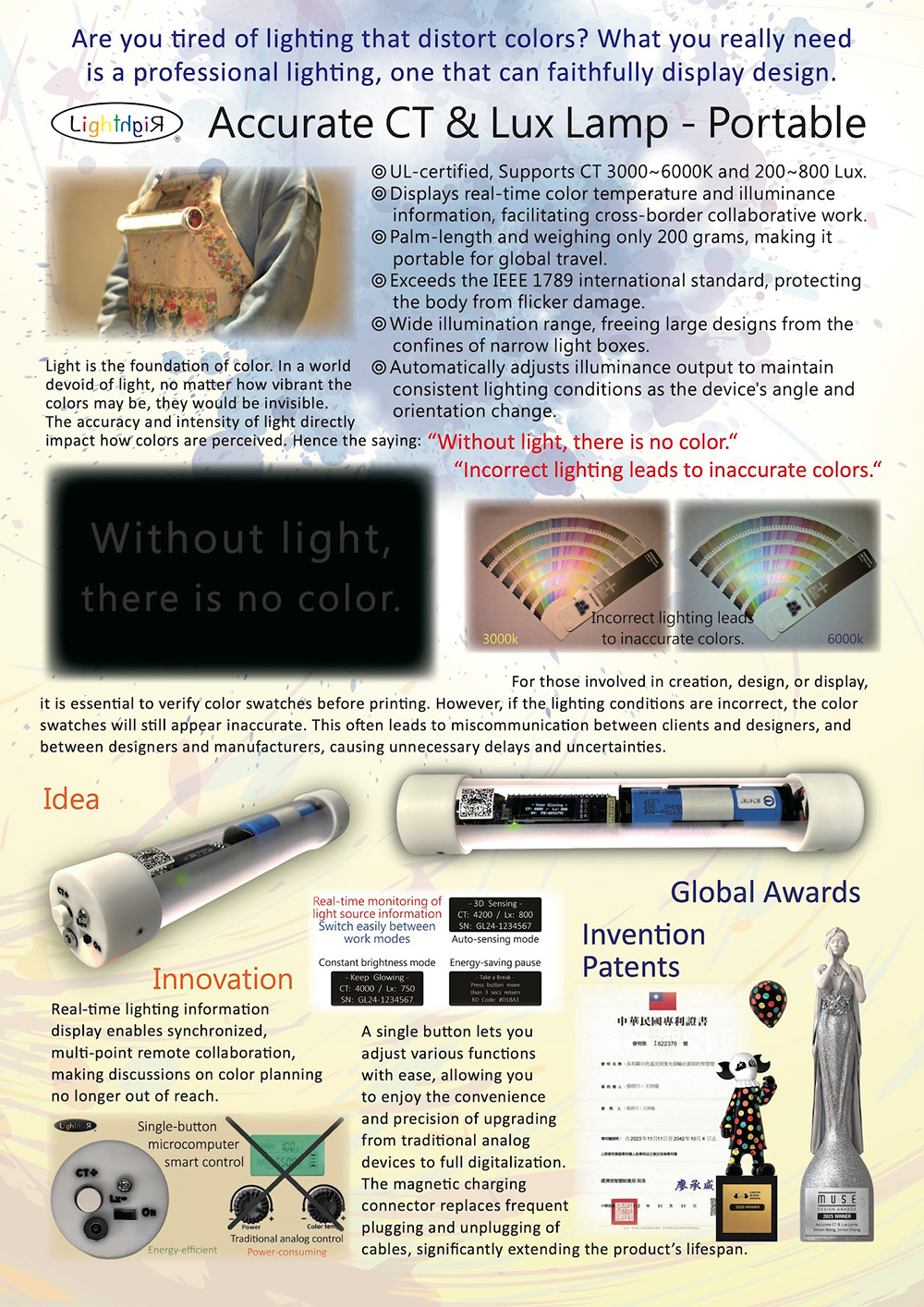 Color Assessment Color Matching Light 200~800Lux 3000k~6000k CT Accurate CT & Lux Lamp - Portable Model 2